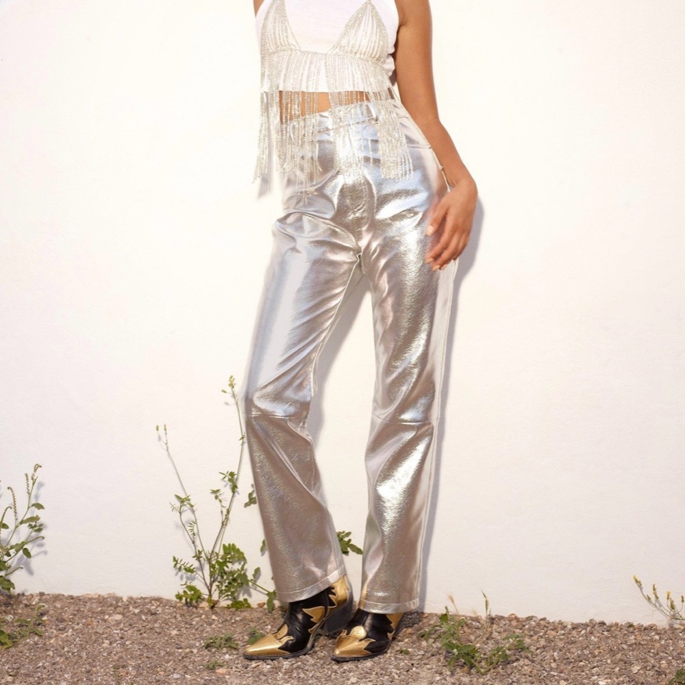 Premium Metallic Straight Leg Pants